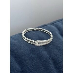 David Yurman Sterling SilverLabyrinth SingleLoop with Diamonds Bracelet!